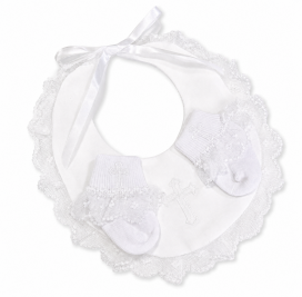 Baby Bib & Socks Set w/ Lace